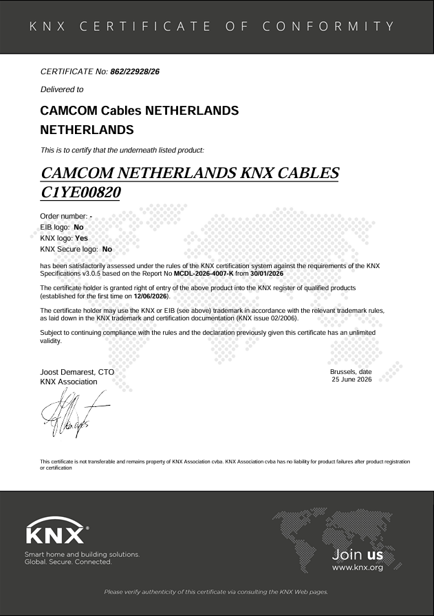  KNX certificate of conformity