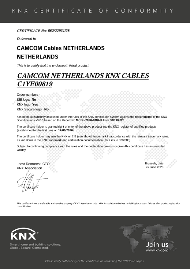  KNX certificate of conformity